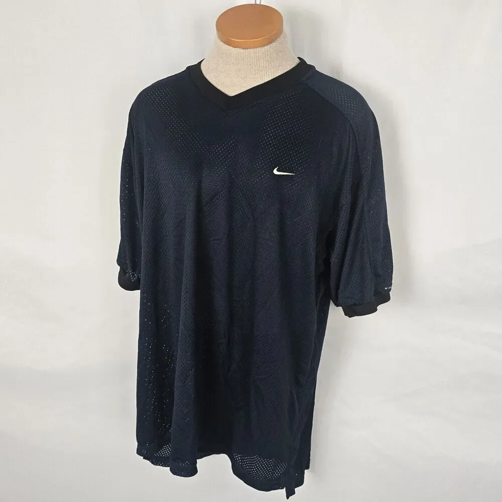 Nike Practice Jersey Men's L / XL Blue Mesh Overlay Short Sleeve Nike-Fit